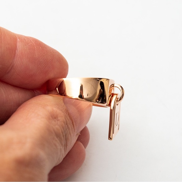 G.I.L.I. Bronzo Italia Tag band initial ring rose gold tone letter D - Picture 4 of 16